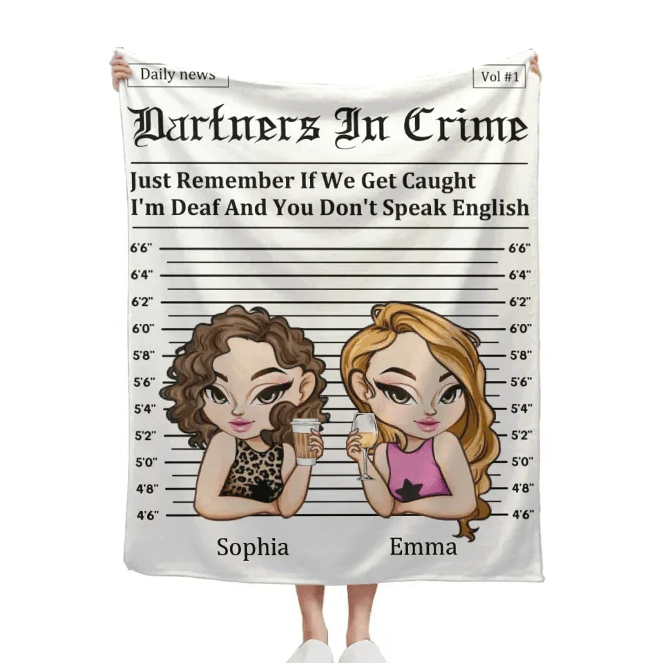 Customized Friendship Funny Blanket - Personalized Name and Friends Character Image Flannel Blanket - A Gift For Best Friends, BFF, Sisters - Joliny