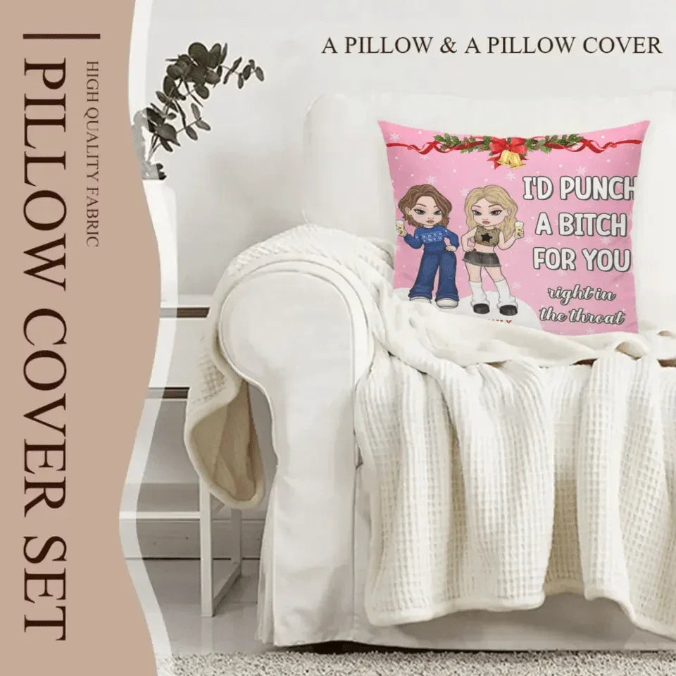 Customized Friendship Pillow - Personalized Name and Friends Character Image Pillow - Christmas Gift For Best Friends, BFF, Sisters - Joliny