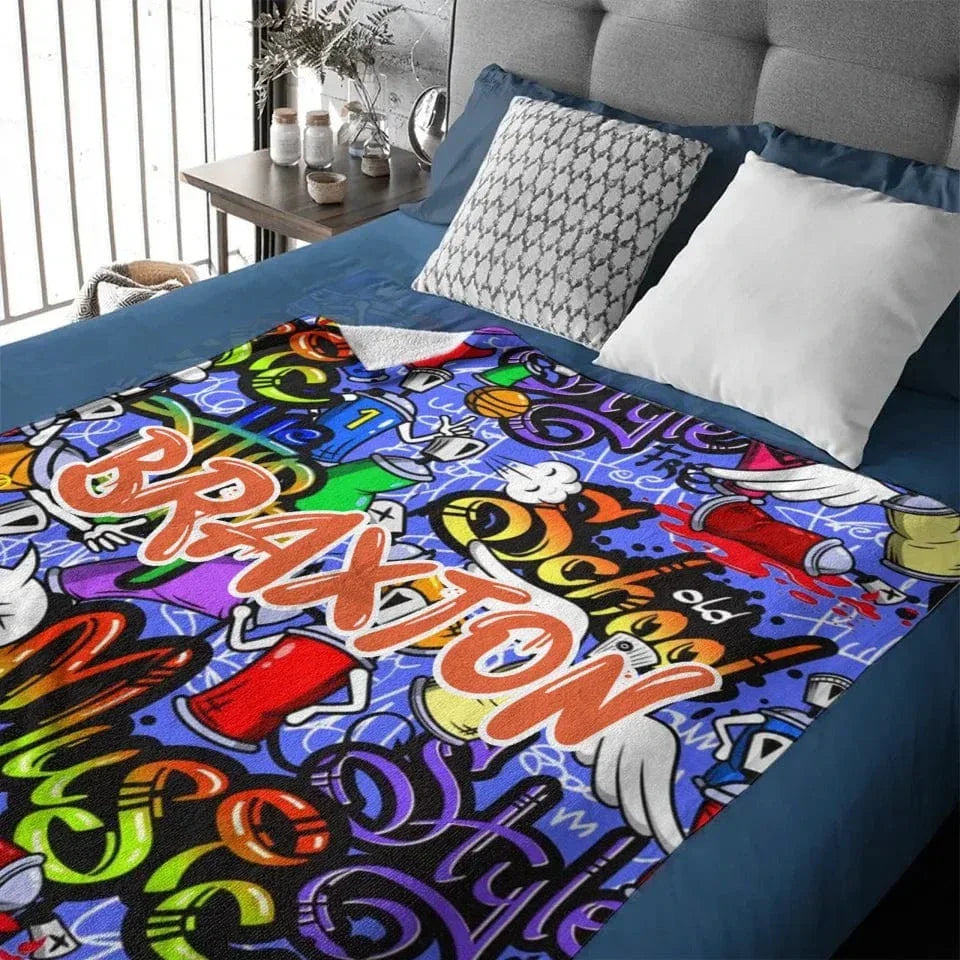 Customized Fun Skateboard Style Blanket - Personalized Name Junior Skateboard Blanket - A Gift For Boy,Children,Skateboard Enthusiast - Joliny