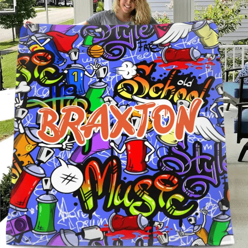 Customized Fun Skateboard Style Blanket - Personalized Name Junior Skateboard Blanket - A Gift For Boy,Children,Skateboard Enthusiast - Joliny
