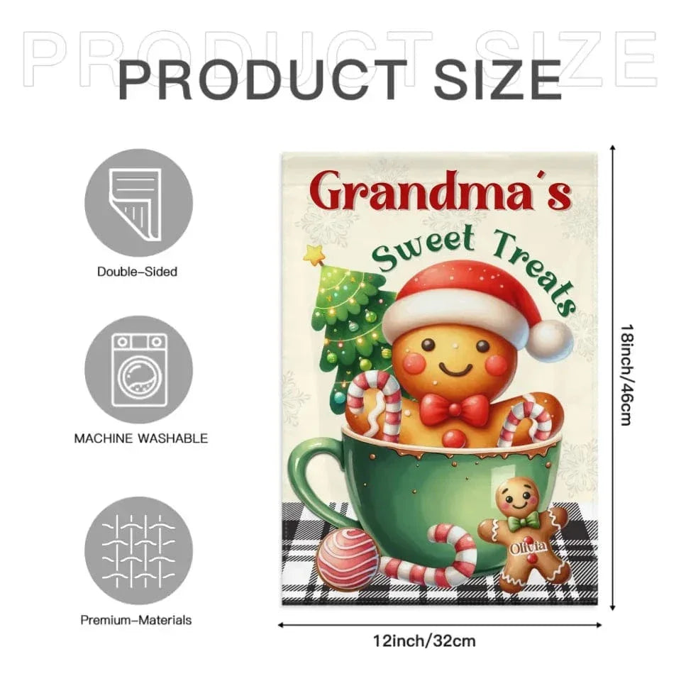Customized Garden Decorations For Christmas - Personalized Nicknames, Names And Christmas Dessert Patterns Christmas Vibes Garden Flags - Christmas Gifts For Grandma,Family - Joliny