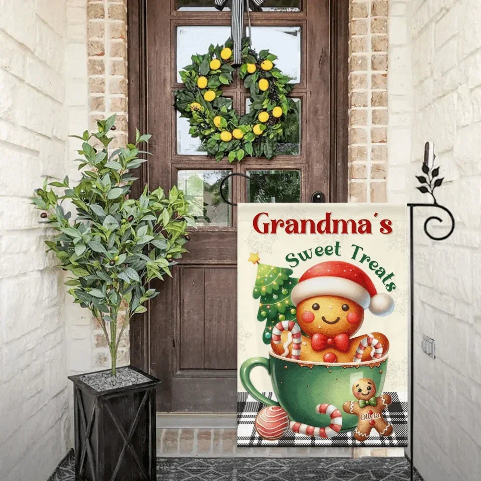 Customized Garden Decorations For Christmas - Personalized Nicknames, Names And Christmas Dessert Patterns Christmas Vibes Garden Flags - Christmas Gifts For Grandma,Family - Joliny