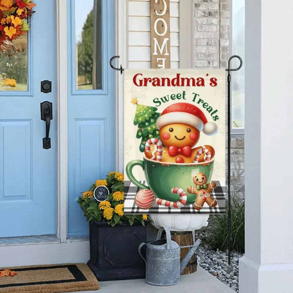 Customized Garden Decorations For Christmas - Personalized Nicknames, Names And Christmas Dessert Patterns Christmas Vibes Garden Flags - Christmas Gifts For Grandma,Family - Joliny
