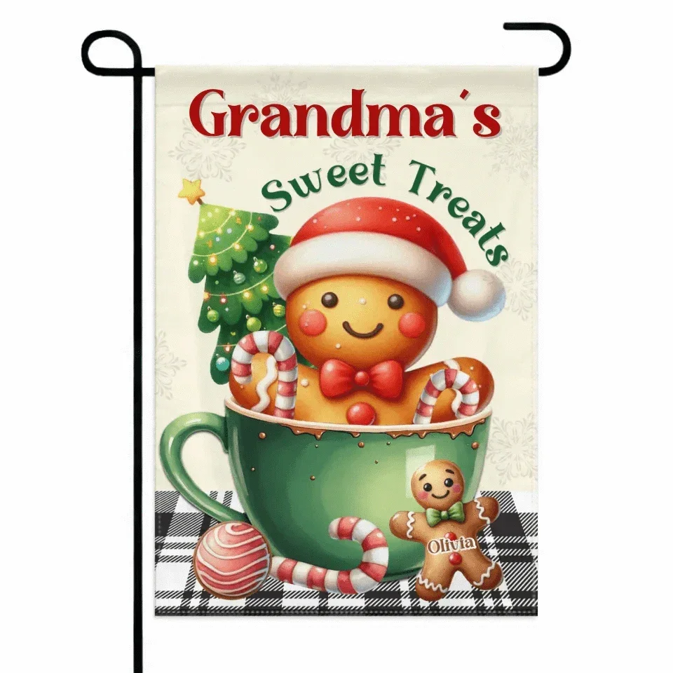 Customized Garden Decorations For Christmas - Personalized Nicknames, Names And Christmas Dessert Patterns Christmas Vibes Garden Flags - Christmas Gifts For Grandma,Family - Joliny