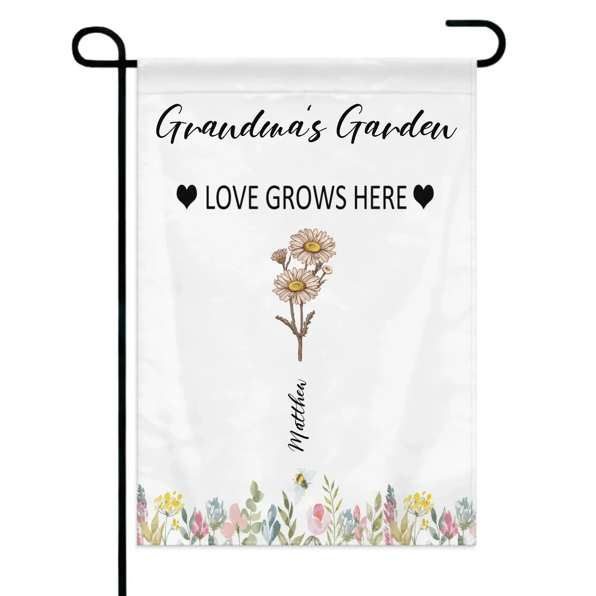 Customized Garden Themed Decorative Flags - Personalized Birthday Flower and Name Bush Pattern Flags - A Gift For Family,Friend,Flower Lovers - Joliny