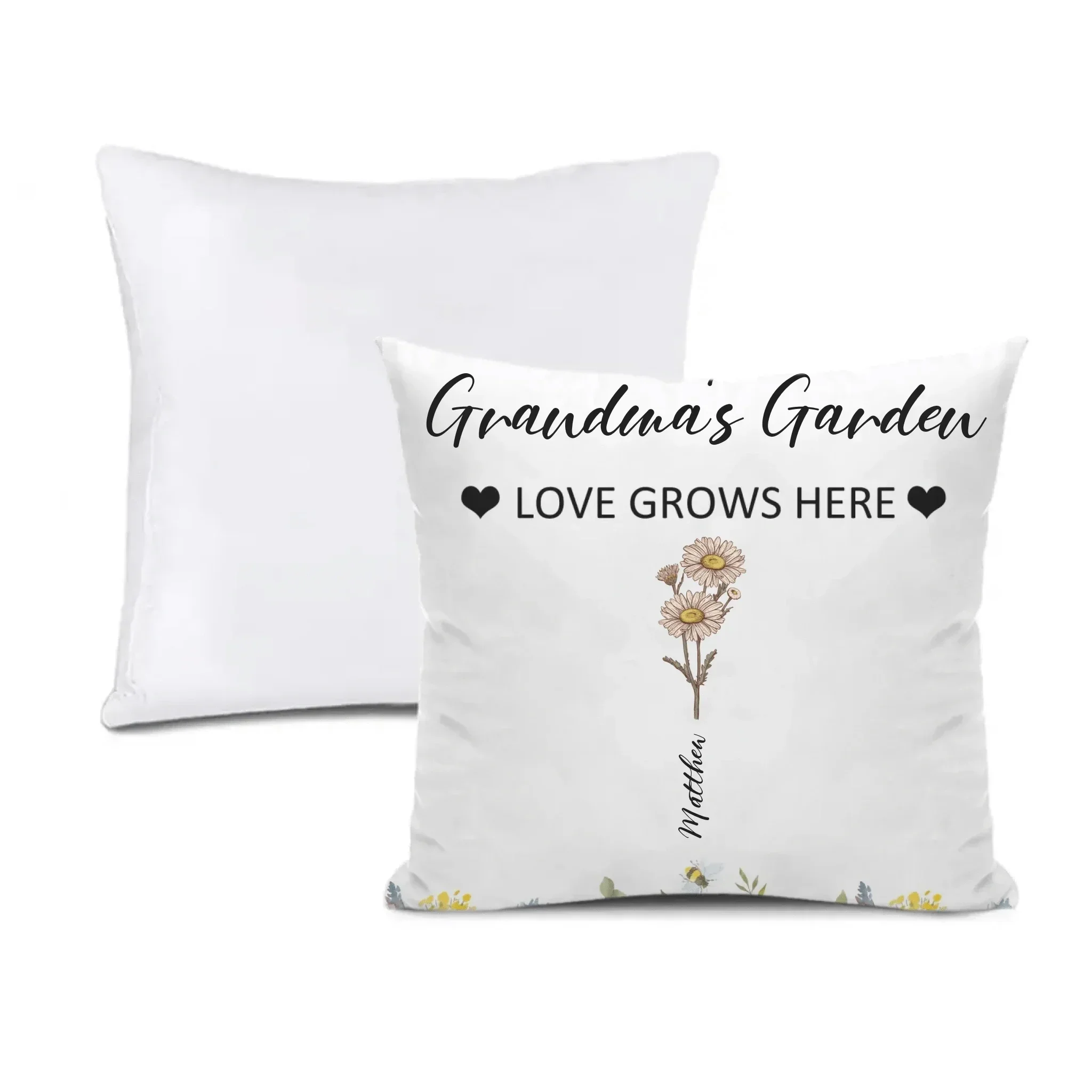 Customized Garden Themed Pillows - Personalized Birthday Flower and Name Bush Pattern Pillow - A Gift For Family,Friend,Flower Lovers - Joliny