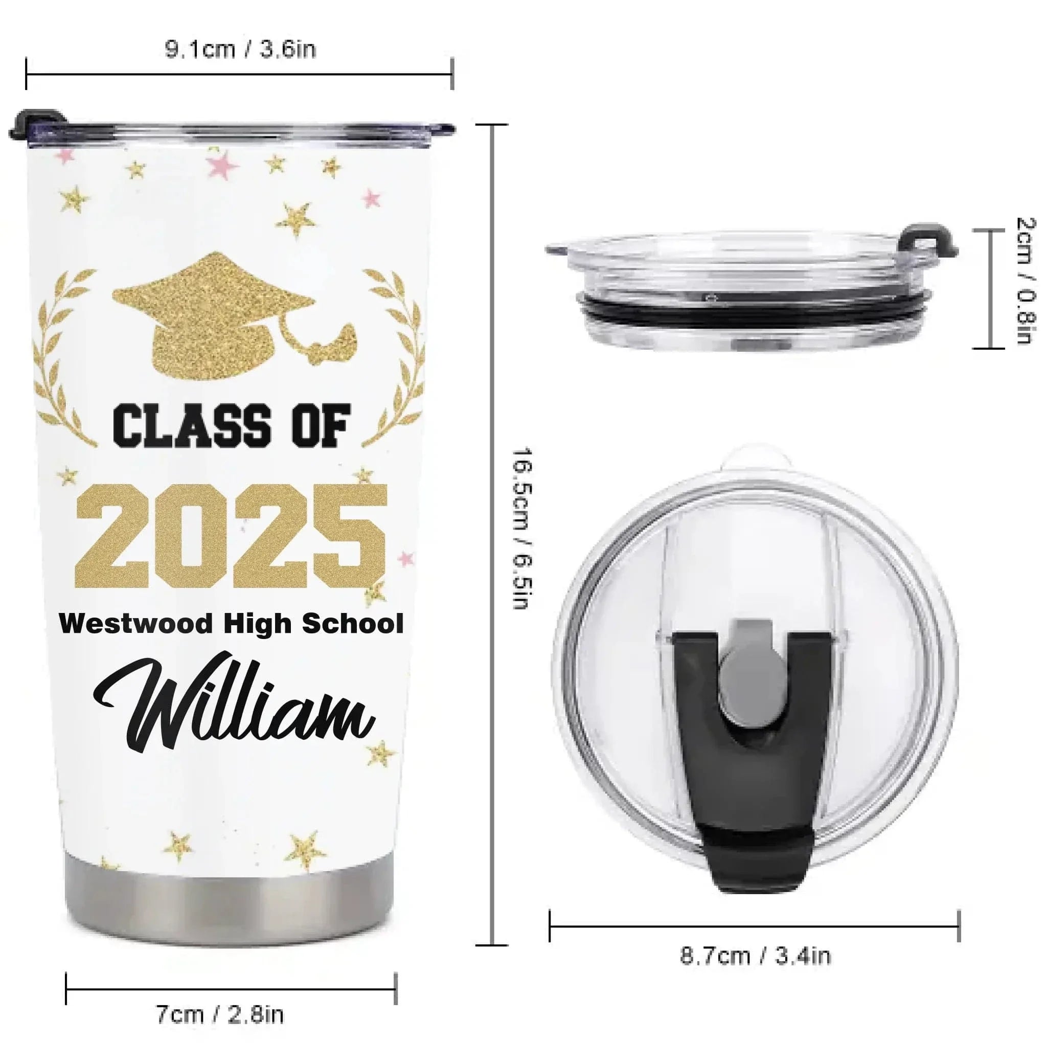 Customized Graduation Gifts - Personalized Name and School Name Graduation Commemorative Thermos Gift - A Gift For Children,Grandchildren,Graduates - Joliny