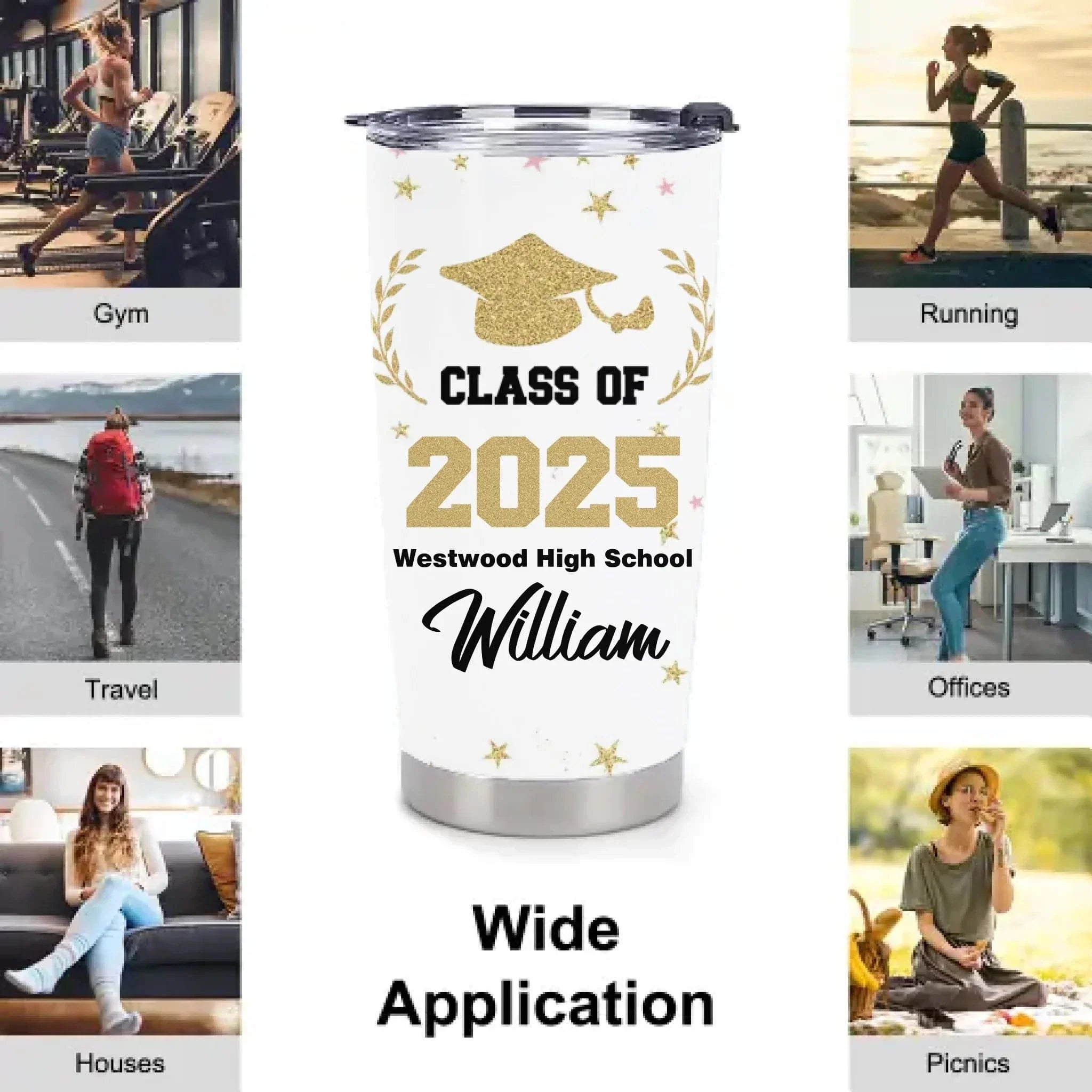 Customized Graduation Gifts - Personalized Name and School Name Graduation Commemorative Thermos Gift - A Gift For Children,Grandchildren,Graduates - Joliny