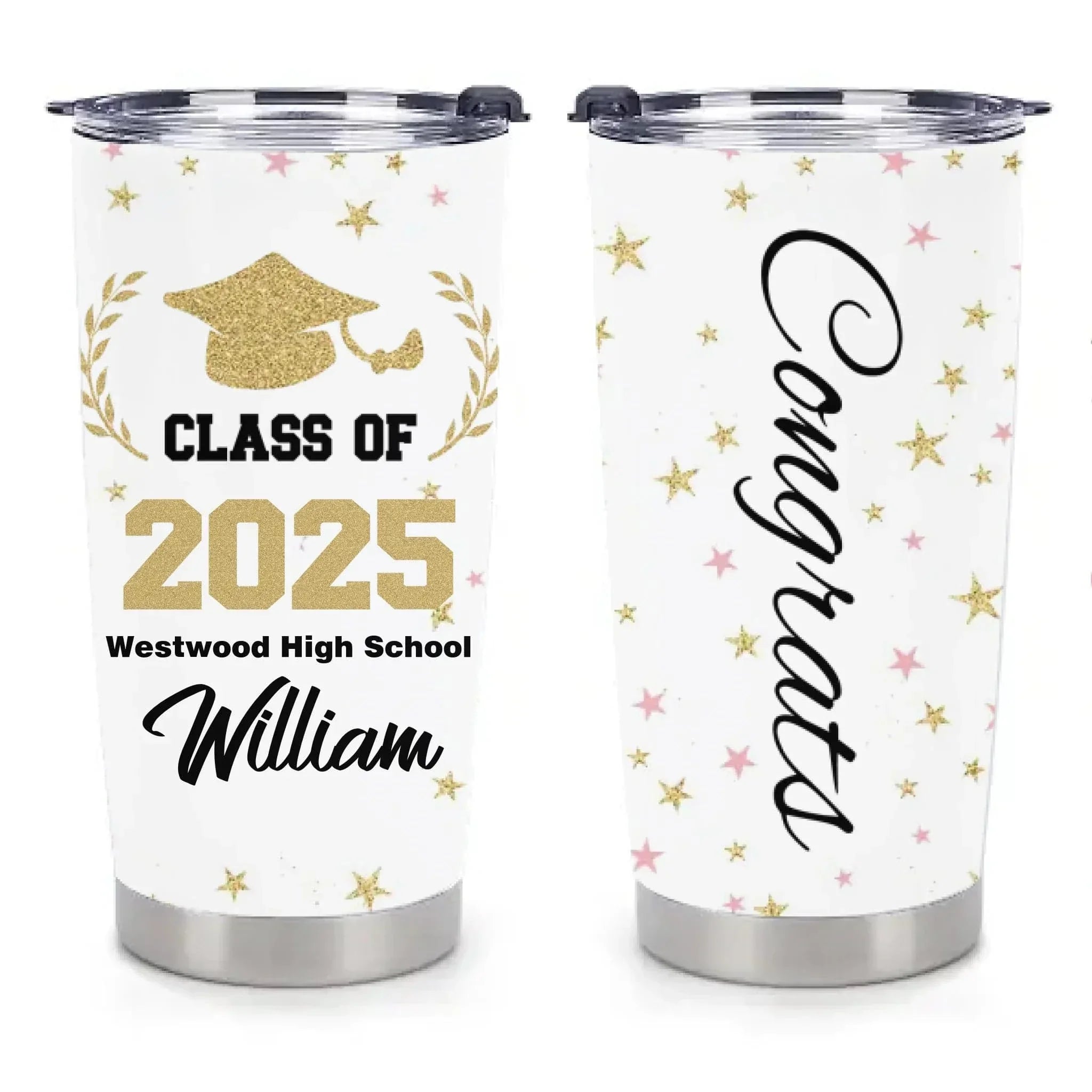 Customized Graduation Gifts - Personalized Name and School Name Graduation Commemorative Thermos Gift - A Gift For Children,Grandchildren,Graduates - Joliny