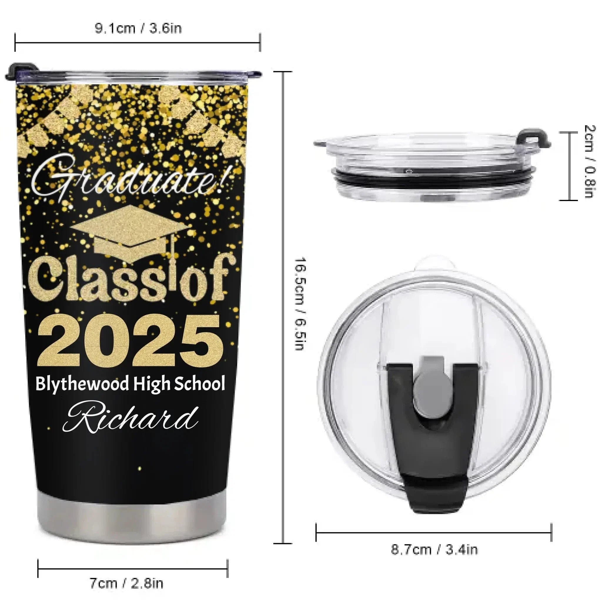 Customized Graduation Gifts - Personalized Name,School Name Graduation Celebration Themed Thermoses - A Gift For Children,Grandchildren,Graduates - Joliny