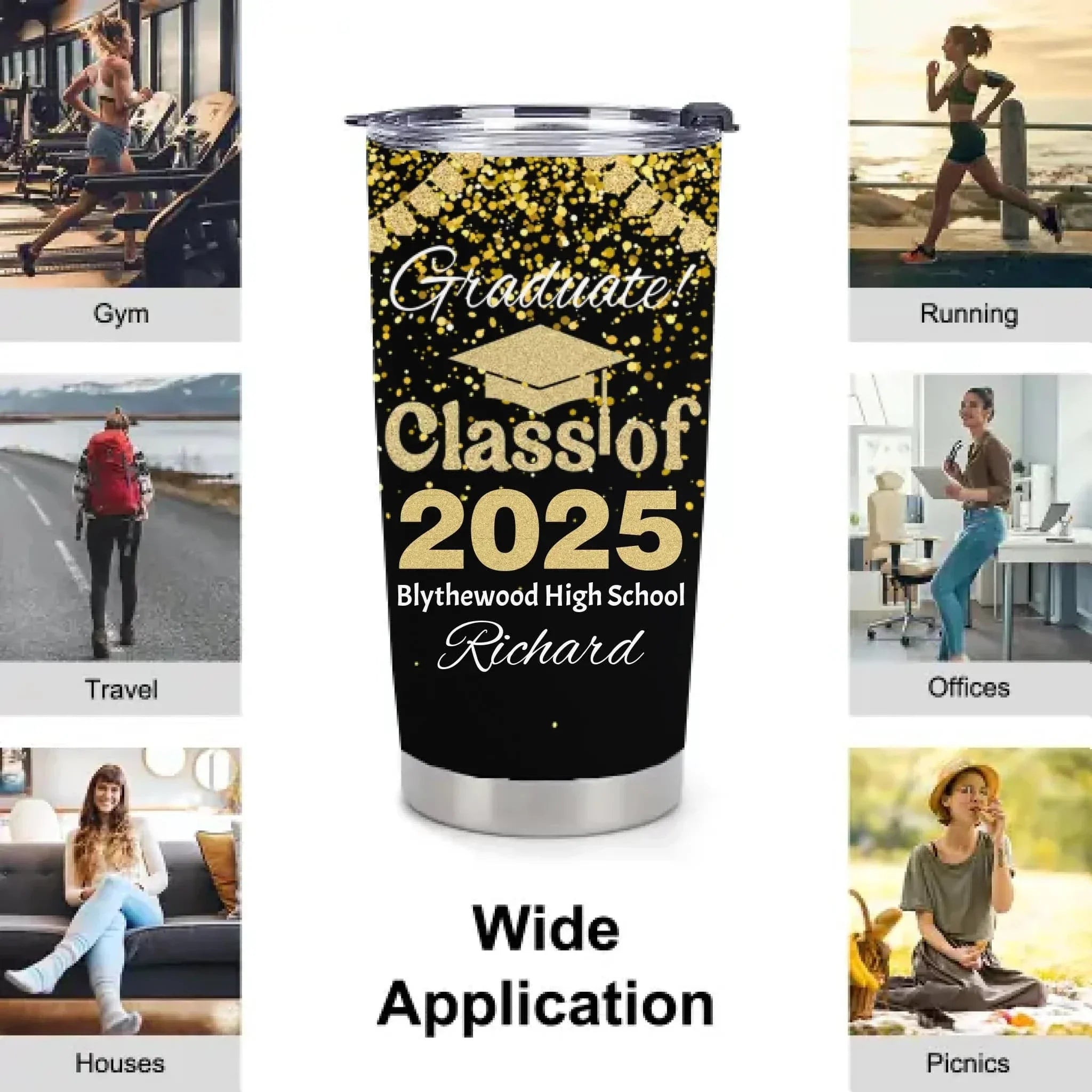 Customized Graduation Gifts - Personalized Name,School Name Graduation Celebration Themed Thermoses - A Gift For Children,Grandchildren,Graduates - Joliny