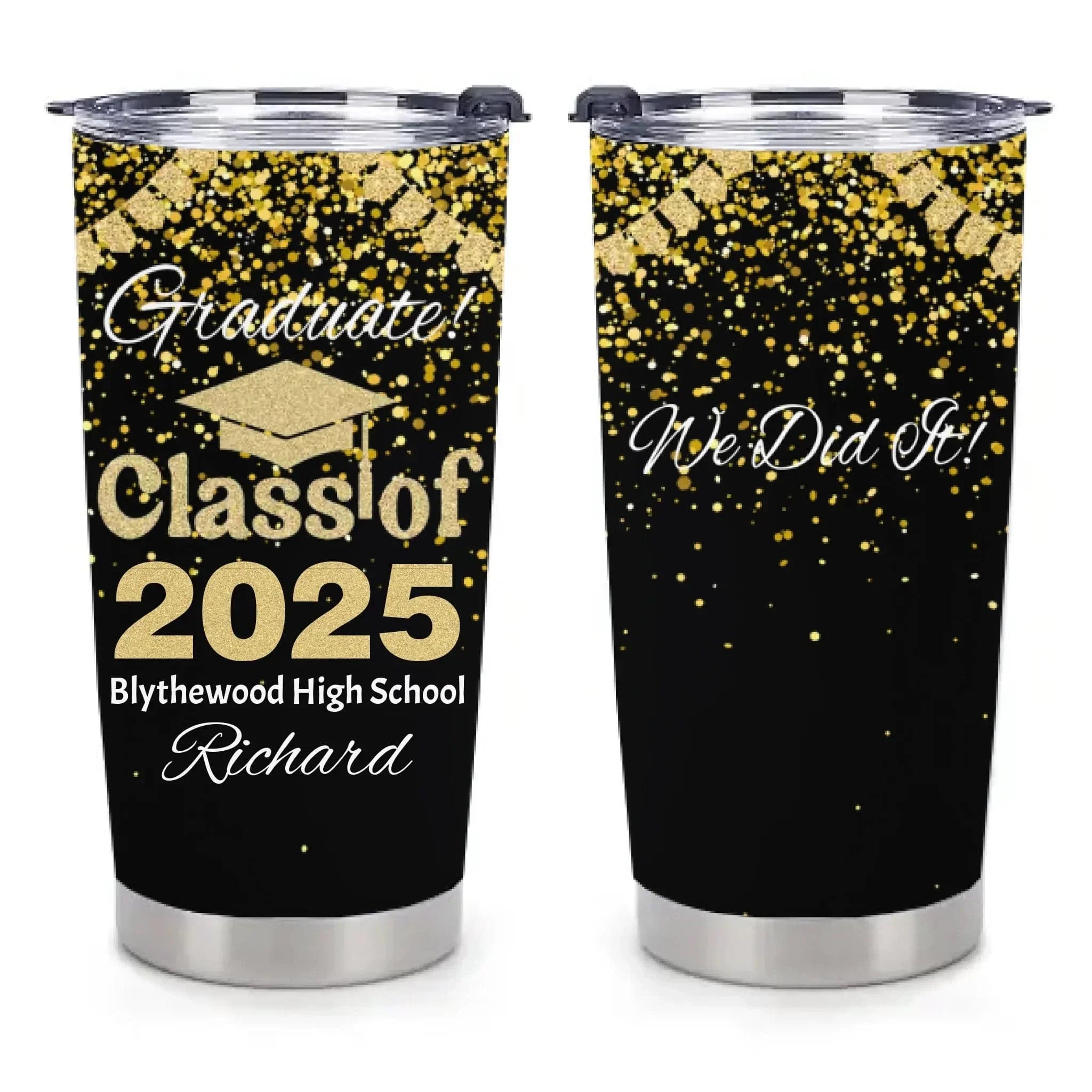 Customized Graduation Gifts - Personalized Name,School Name Graduation Celebration Themed Thermoses - A Gift For Children,Grandchildren,Graduates - Joliny
