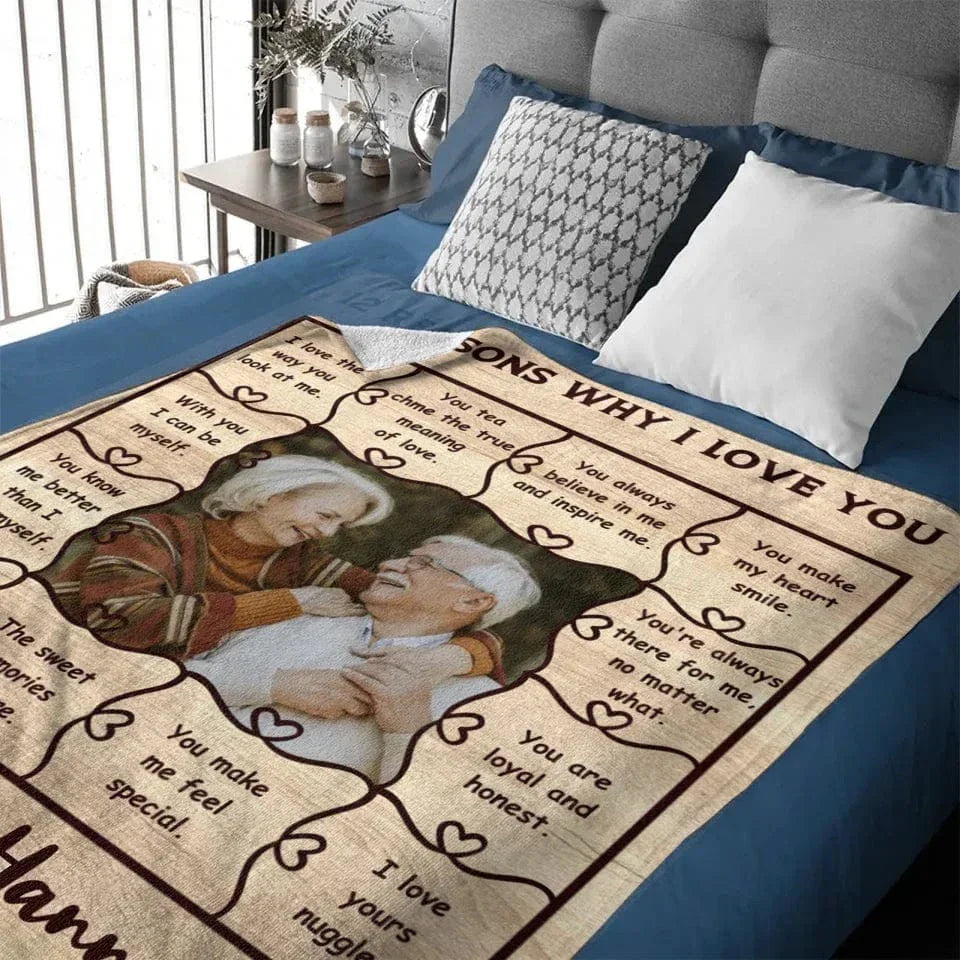 Customized Heartfelt Quotes Blanket - Personalized Sweet Memories Photo and Name Warm Flannel Couple Blanket - A Gift For Boyfriend,Girlfriend,Husband,Wife - Joliny