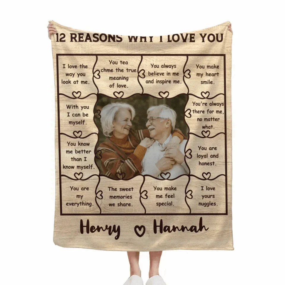 Customized Heartfelt Quotes Blanket - Personalized Sweet Memories Photo and Name Warm Flannel Couple Blanket - A Gift For Boyfriend,Girlfriend,Husband,Wife - Joliny