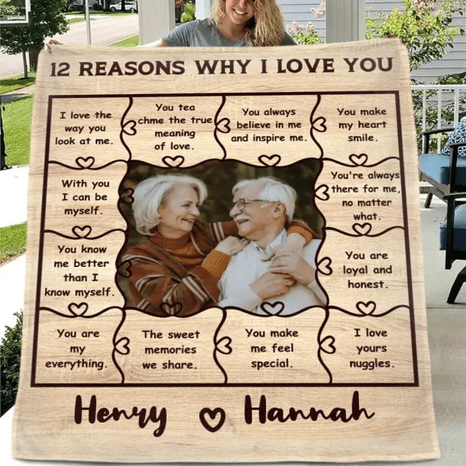 Customized Heartfelt Quotes Blanket - Personalized Sweet Memories Photo and Name Warm Flannel Couple Blanket - A Gift For Boyfriend,Girlfriend,Husband,Wife - Joliny