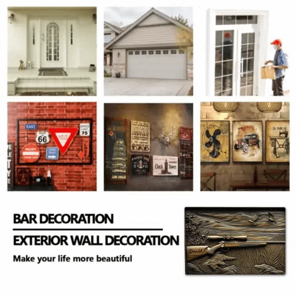 Customized Hunting Rifle Tinfoil Wall Scroll - Personalized Name Hunting Metal Pictorials - A Gifts For Friends - Joliny