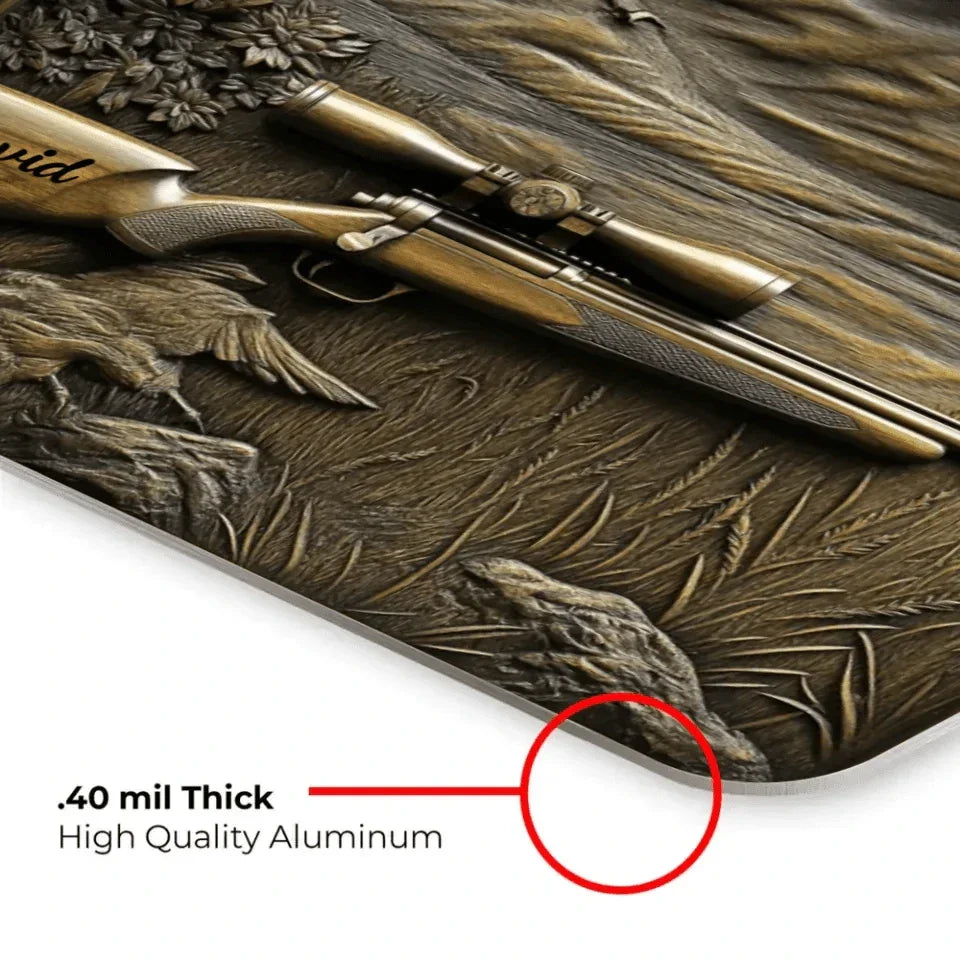 Customized Hunting Rifle Tinfoil Wall Scroll - Personalized Name Hunting Metal Pictorials - A Gifts For Friends - Joliny