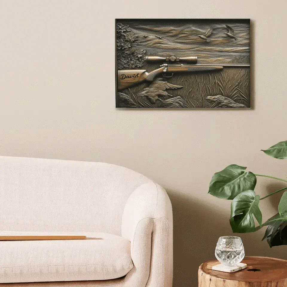 Customized Hunting Rifle Wall Art - Personalized Name Hunting Canvas Painting - A Gifts For Friends - Joliny