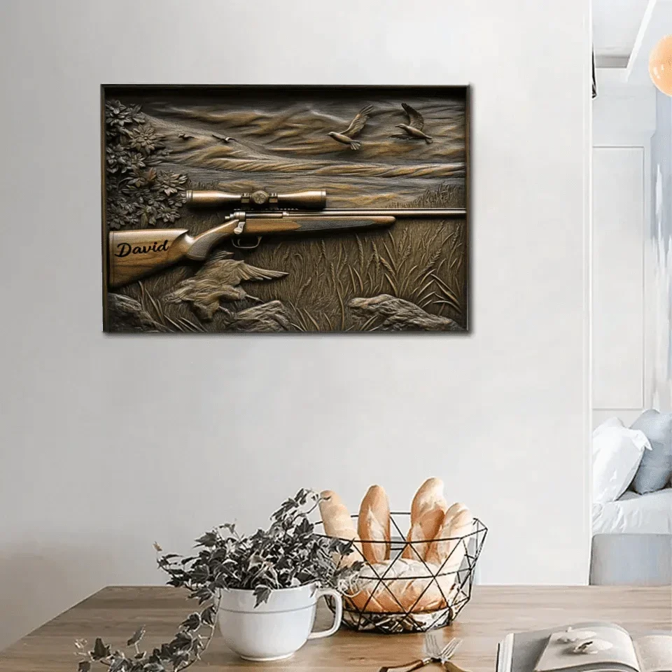 Customized Hunting Rifle Wall Art - Personalized Name Hunting Canvas Painting - A Gifts For Friends - Joliny