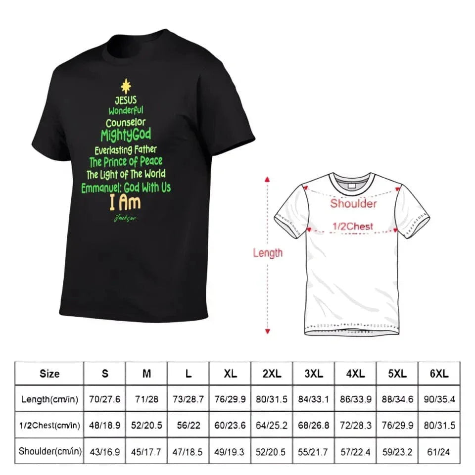 Customized Jesus-themed Text Apparel - Personalized Name Christmas Tree Shape Text Printed Costume - A Gift For Disciples Of Jesus,Yourself,Friend - Joliny