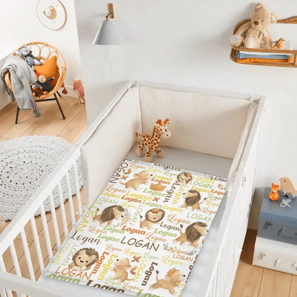 Customized Little Lion Blanket, Customized Baby Name, Crib Decoration, Birthday Gift - Joliny