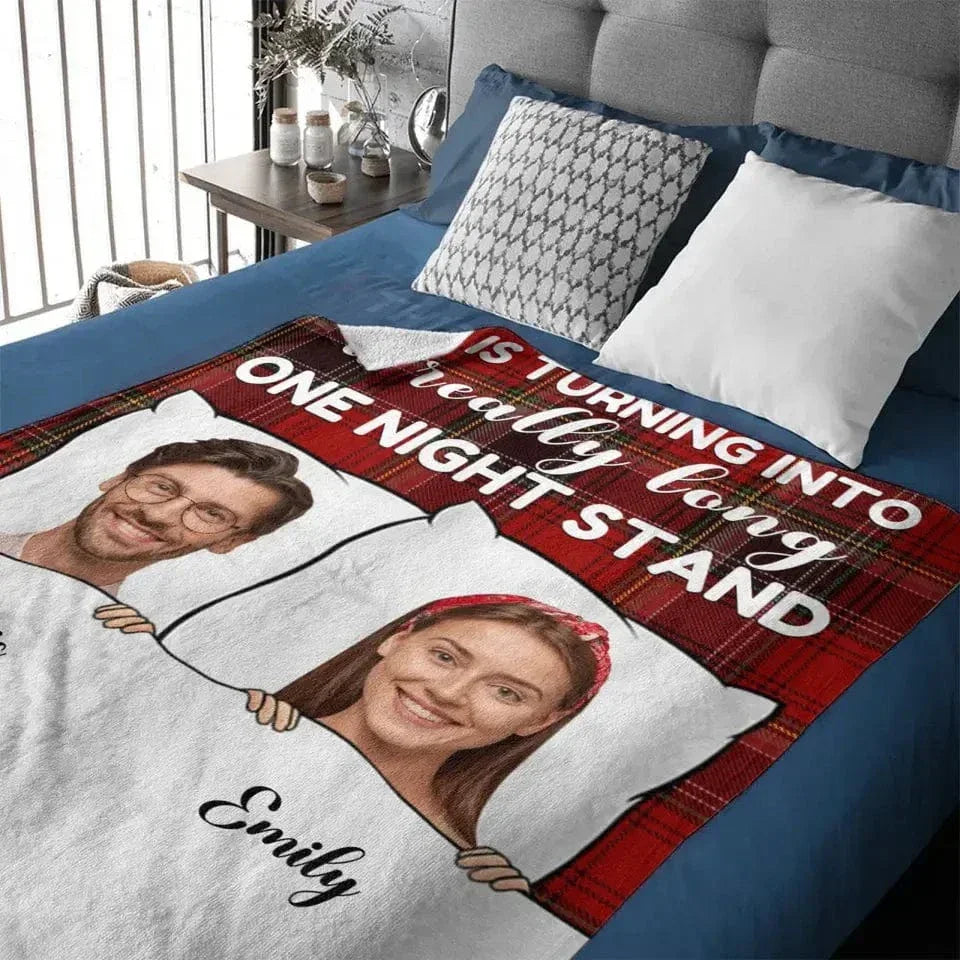 Customized Long Strip Photo One Night Stand - Gifts for Couples Couple Blanket - Joliny