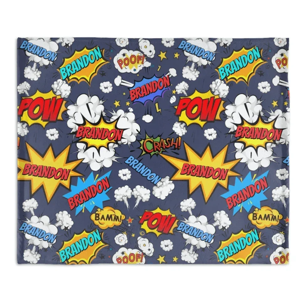 Customized Manga Style Blanket - Personalized Name Big Bang Pattern Manga Style Blanket - A Gift For Children,Friend,Colleagues - Joliny