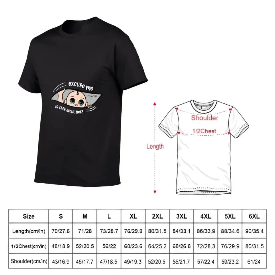 Customized Maternity Clothe - Personalized Cartoon Baby Image,Name and Month for Mom-To-Be Clothing - A Gift For Maternal,Wife - Joliny