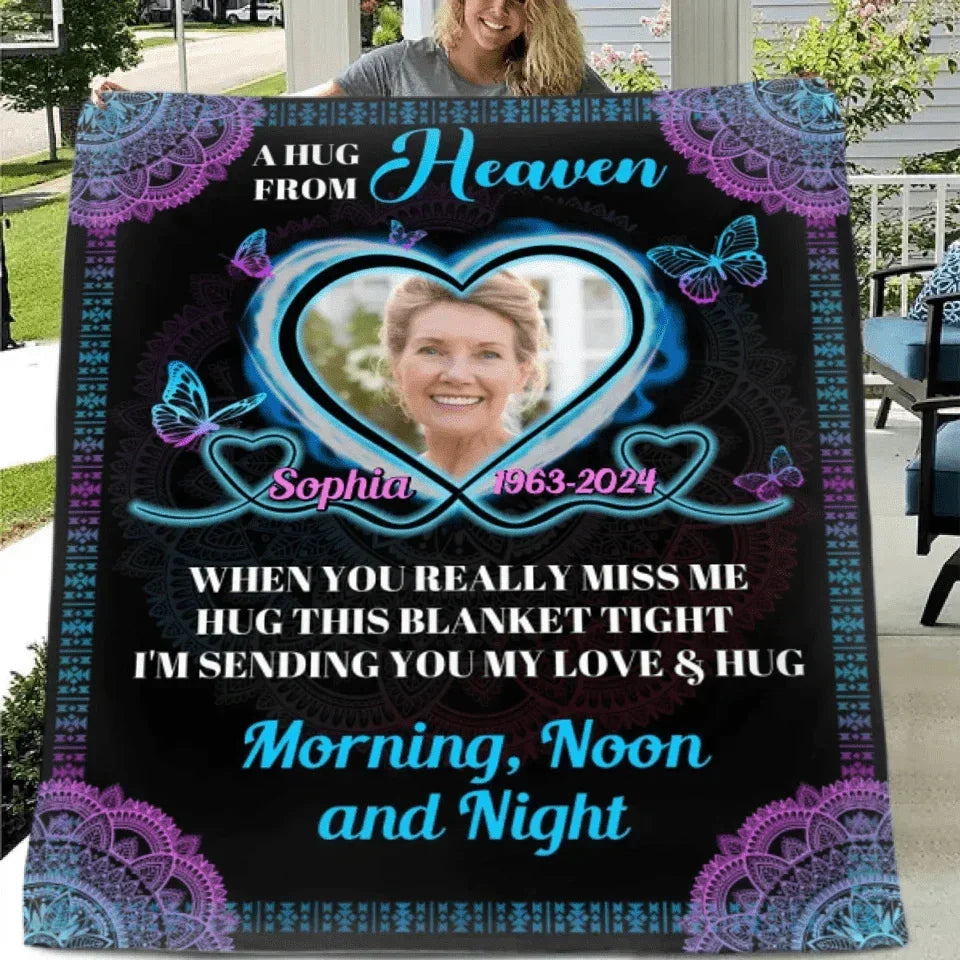 Customized Memorial Blankets - Personalized Name Time and Photo Character Memorial Flannel Blanket - A Sympathy Gift For Family,Friend,Yourself - Joliny