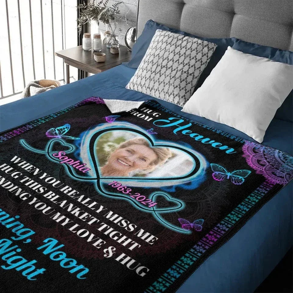 Customized Memorial Blankets - Personalized Name Time and Photo Character Memorial Flannel Blanket - A Sympathy Gift For Family,Friend,Yourself - Joliny