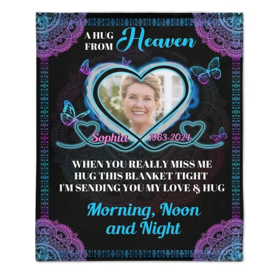 Customized Memorial Blankets - Personalized Name Time and Photo Character Memorial Flannel Blanket - A Sympathy Gift For Family,Friend,Yourself - Joliny
