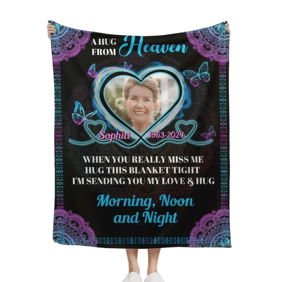 Customized Memorial Blankets - Personalized Name Time and Photo Character Memorial Flannel Blanket - A Sympathy Gift For Family,Friend,Yourself - Joliny