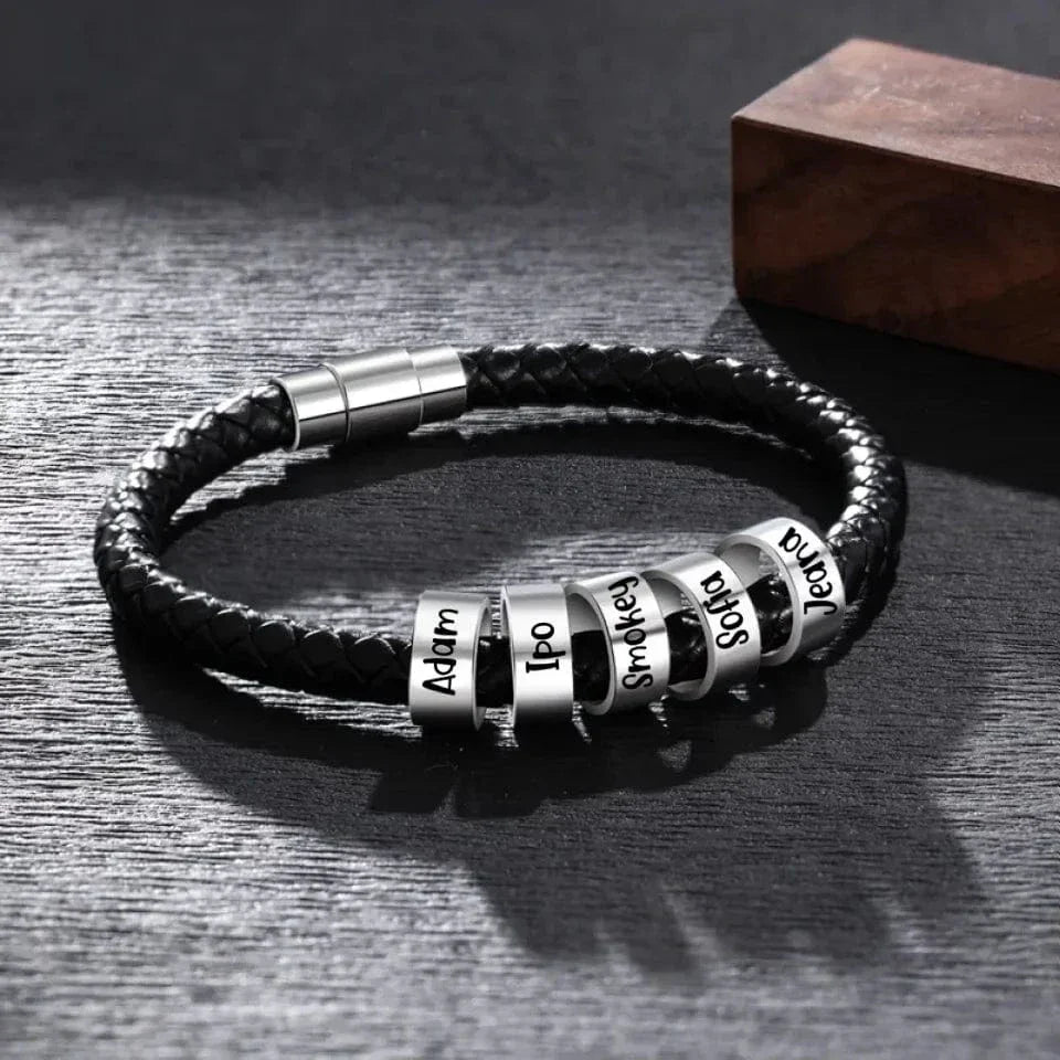 Customized Men's Bracelets - Personalized Name Bead Accessories Black Braided Bracelet - A Gift For Dad,Grandpa,Friend,Husband,Boyfriend - Joliny