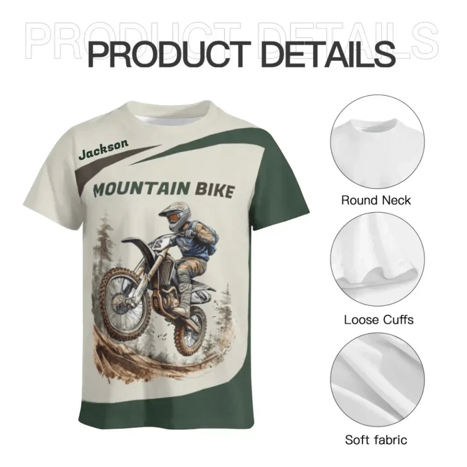 Customized Mountain Bike Themed T-shirt - Classic Mountain Colorways Apparel with Personalized Names - A Gift Mountain Bike Lover,Friend,Colleagues - Joliny