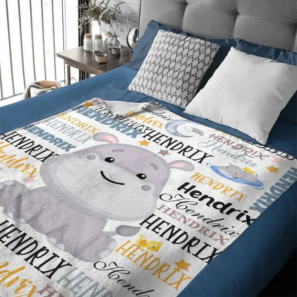 Customized Name Baby Hippopotamus Blanket For Boys Girls Babies - Joliny