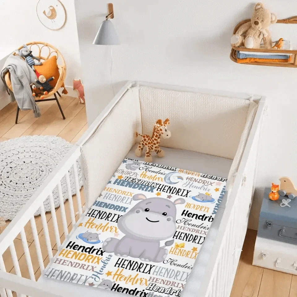 Customized Name Baby Hippopotamus Blanket For Boys Girls Babies - Joliny