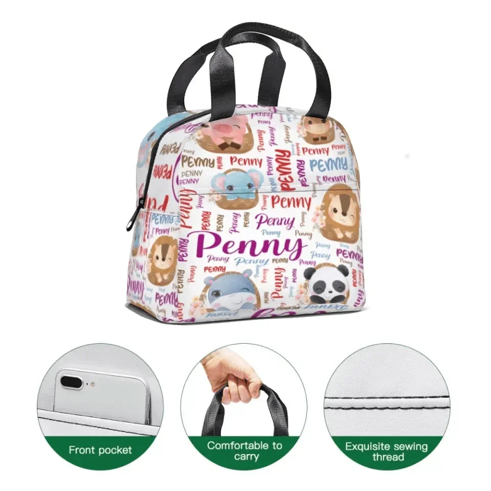 Customized Name Blanket, Small Animals Inside Basket - Joliny