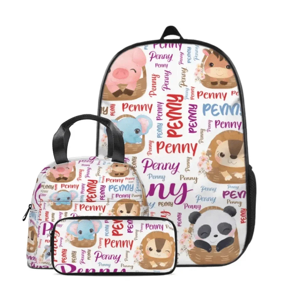 Customized Name Blanket, Small Animals Inside Basket - Joliny