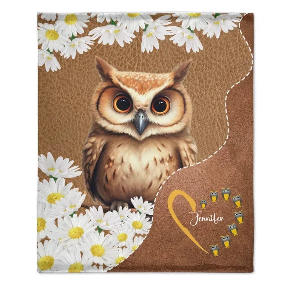Customized Owl Blanket - Cute Owl Blanket with Personalized Name - A Gift For Friend,Colleagues,Owl Lover,Bird Lover - Joliny