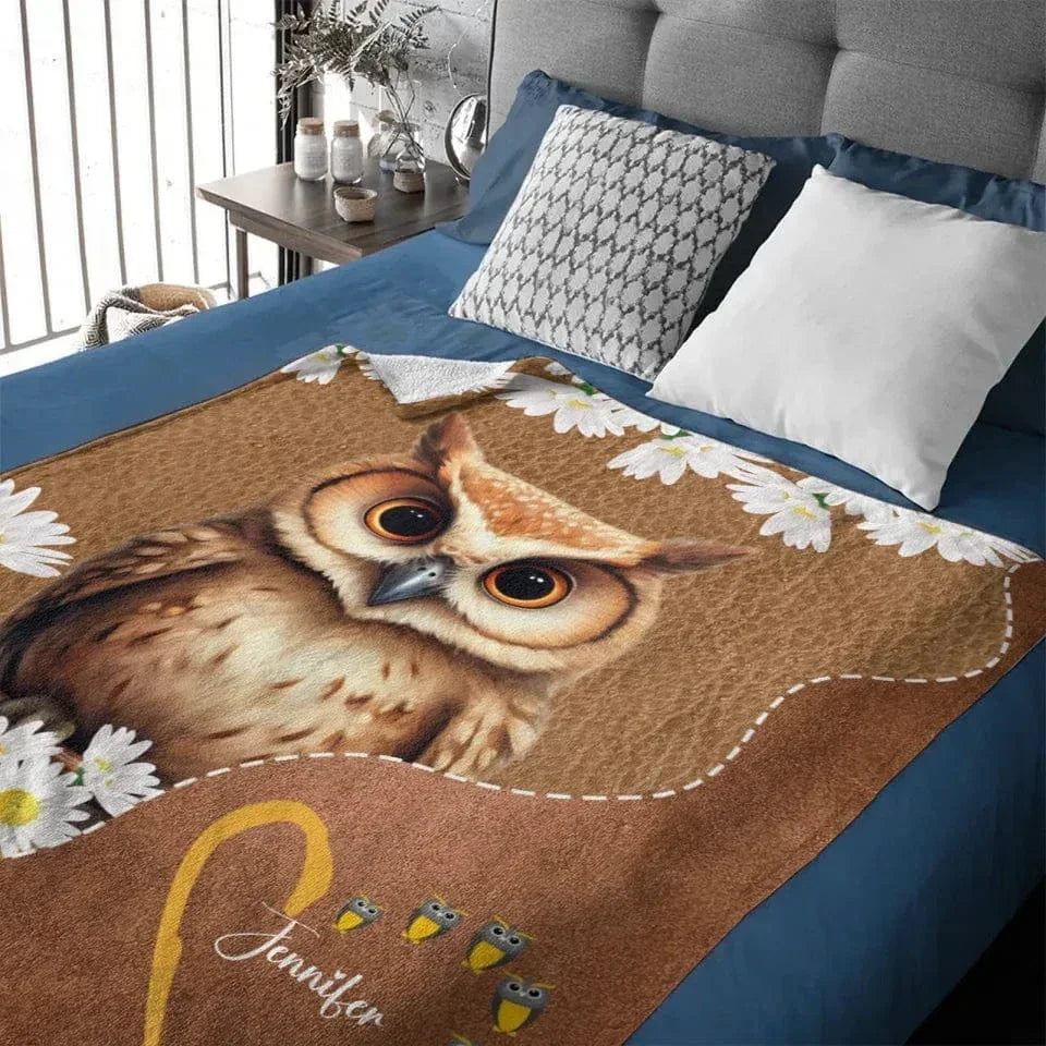 Customized Owl Blanket - Cute Owl Blanket with Personalized Name - A Gift For Friend,Colleagues,Owl Lover,Bird Lover - Joliny