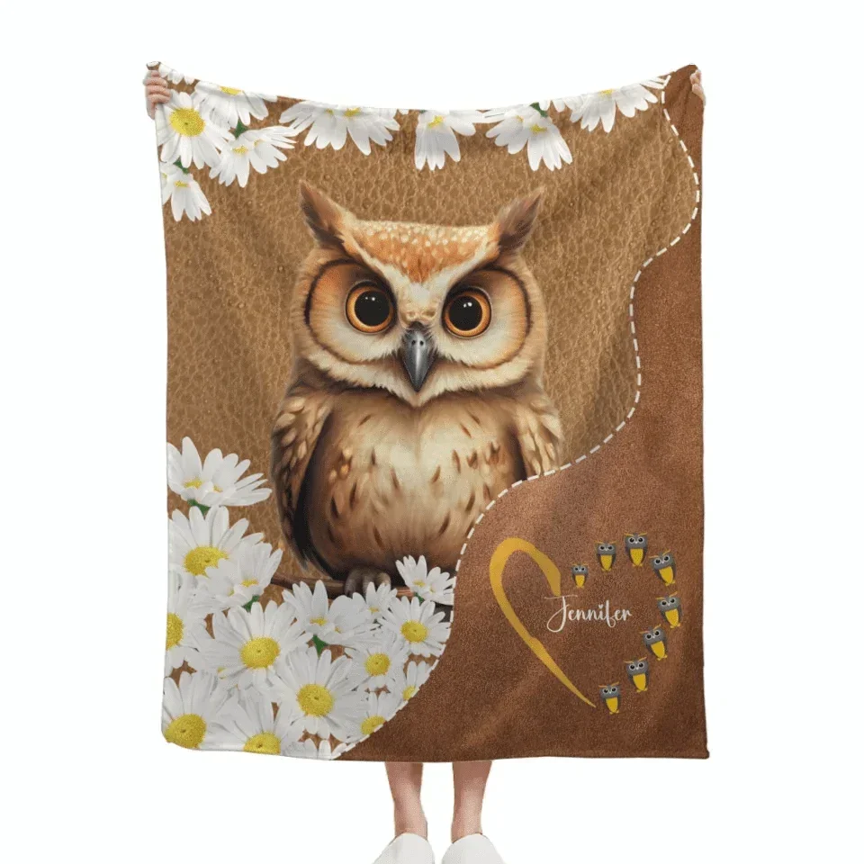 Customized Owl Blanket - Cute Owl Blanket with Personalized Name - A Gift For Friend,Colleagues,Owl Lover,Bird Lover - Joliny