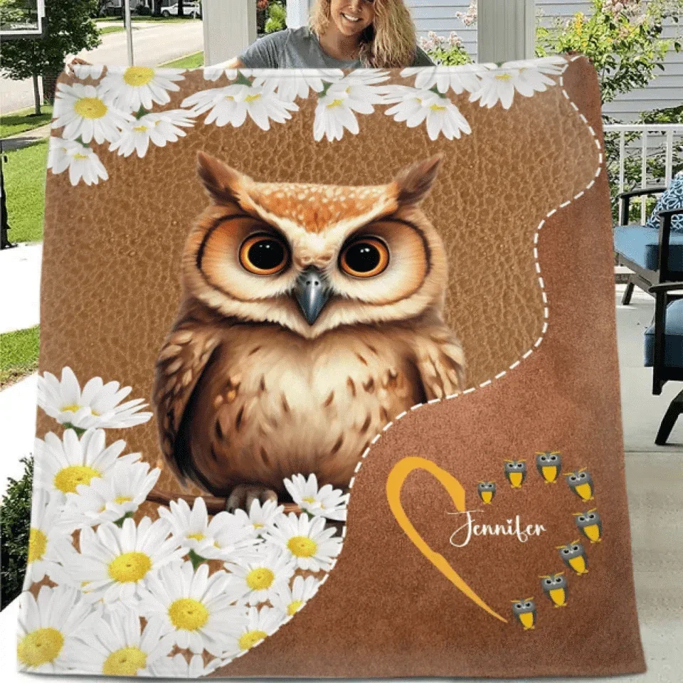 Customized Owl Blanket - Cute Owl Blanket with Personalized Name - A Gift For Friend,Colleagues,Owl Lover,Bird Lover - Joliny
