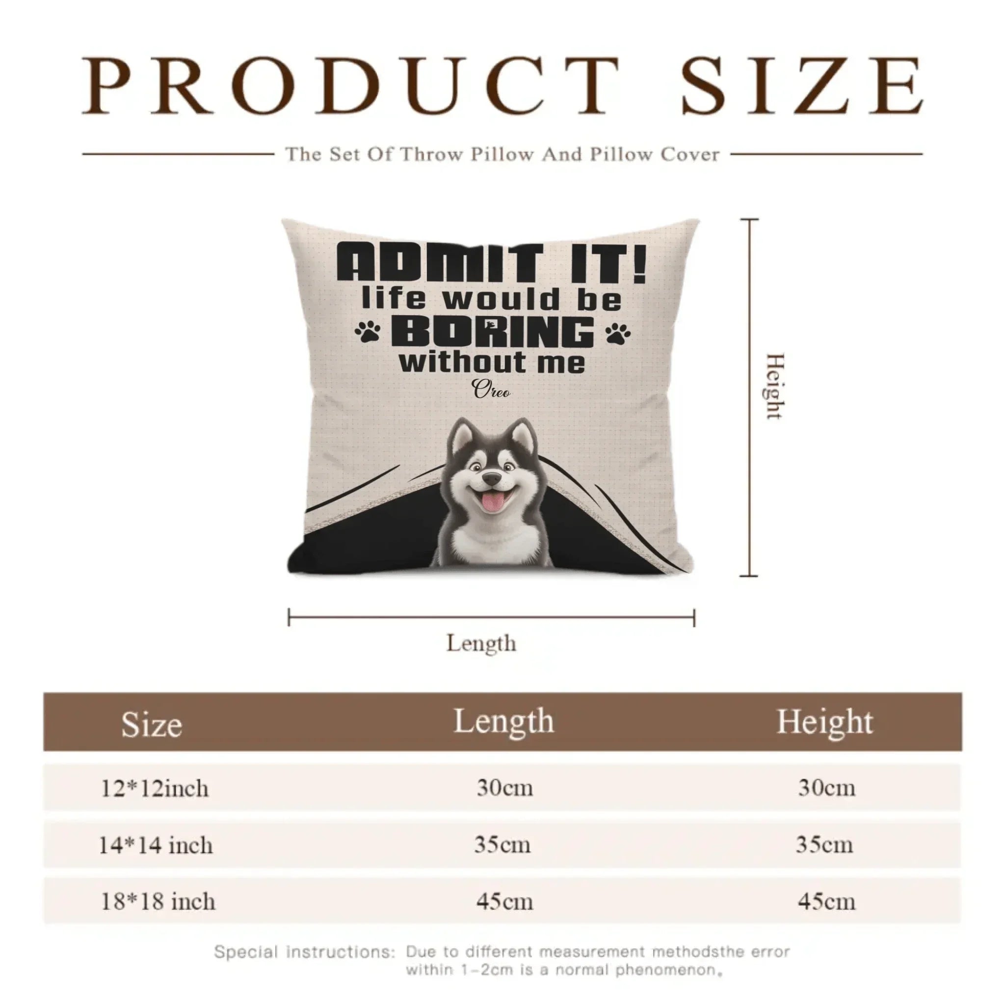 Customized Pet Pattern Pillowcase - Personalized Decorative Pillowcase with Pet Breed Image and Name - A Gift For Dog Owners,Dog Lovers - Joliny