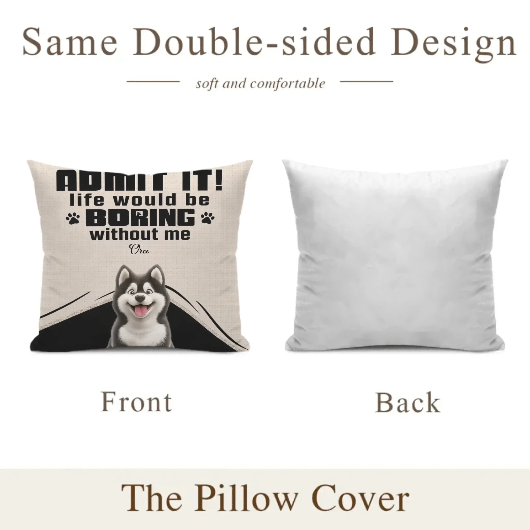 Customized Pet Pattern Pillowcase - Personalized Decorative Pillowcase with Pet Breed Image and Name - A Gift For Dog Owners,Dog Lovers - Joliny