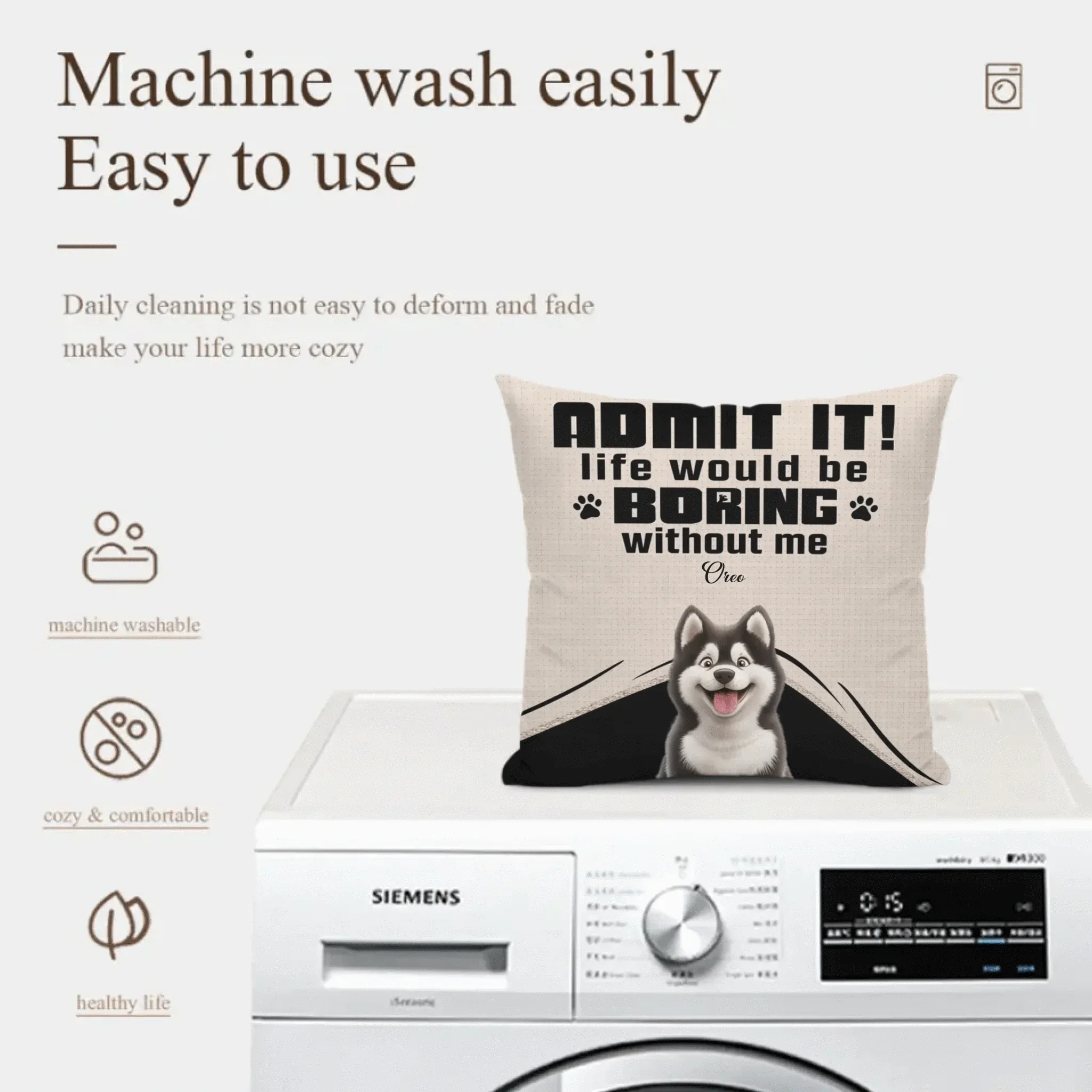 Customized Pet Pattern Pillowcase - Personalized Decorative Pillowcase with Pet Breed Image and Name - A Gift For Dog Owners,Dog Lovers - Joliny