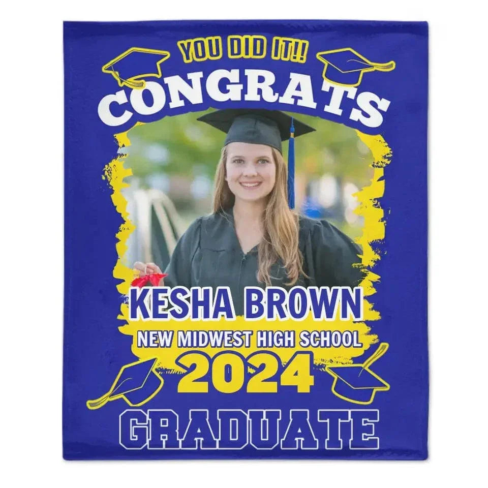 Customized Photo You Did It, Congratulations Graduation Blanket - Joliny