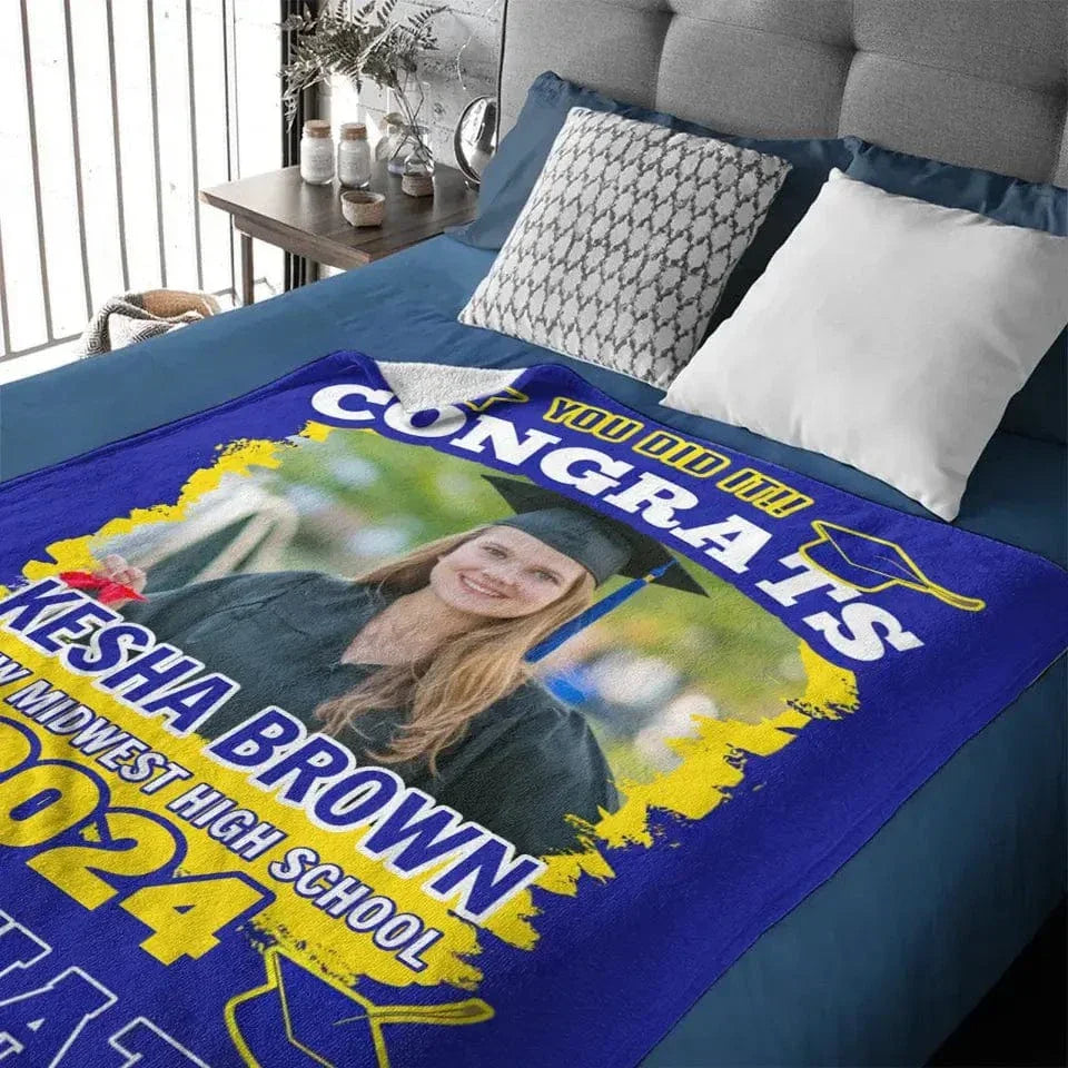 Customized Photo You Did It, Congratulations Graduation Blanket - Joliny