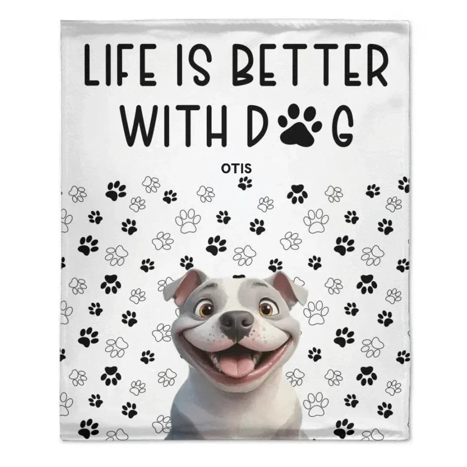 Customized Puppy Themed Blanket - Personalized Pet Pattern and Name Paw Print Blanket - A Gift For Dog Lovers,Dog Owners - Joliny