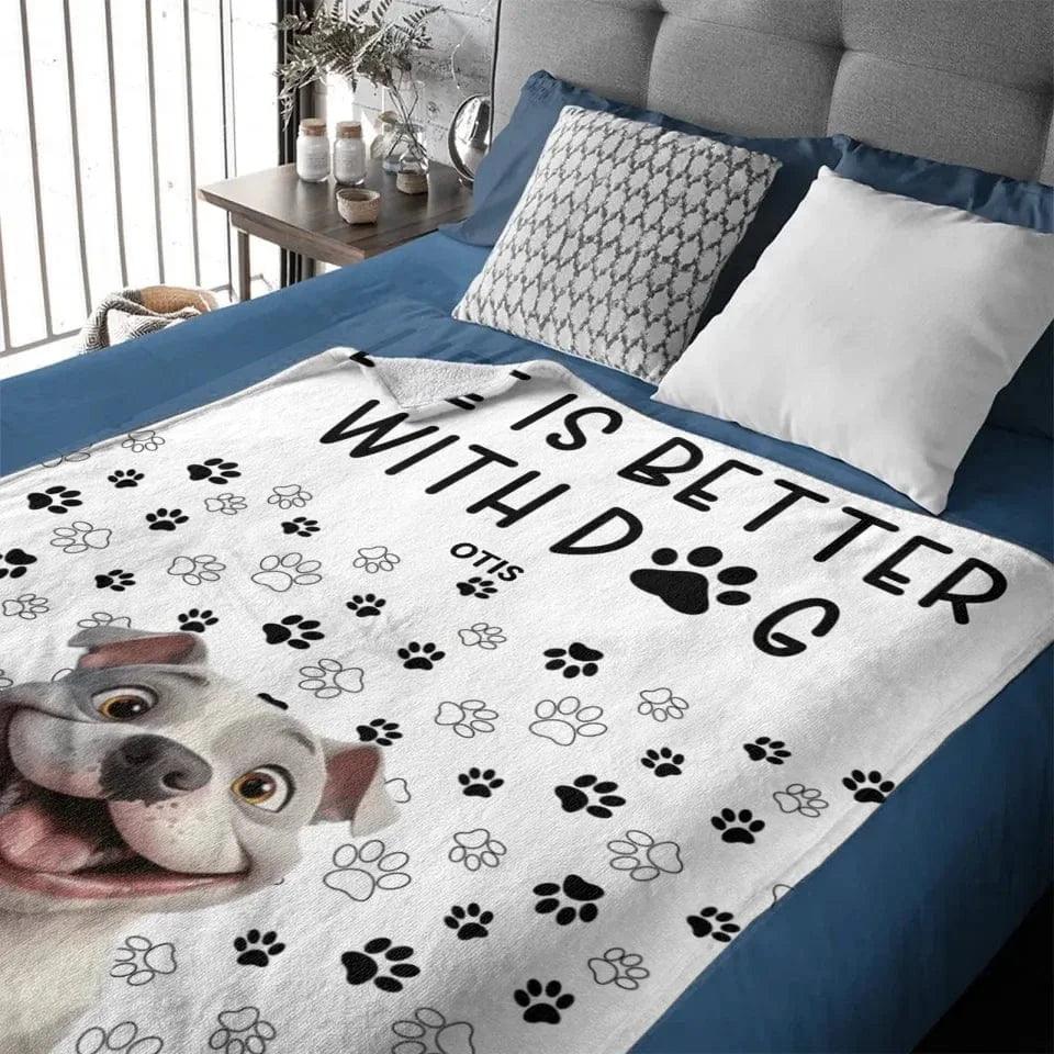 Customized Puppy Themed Blanket - Personalized Pet Pattern and Name Paw Print Blanket - A Gift For Dog Lovers,Dog Owners - Joliny