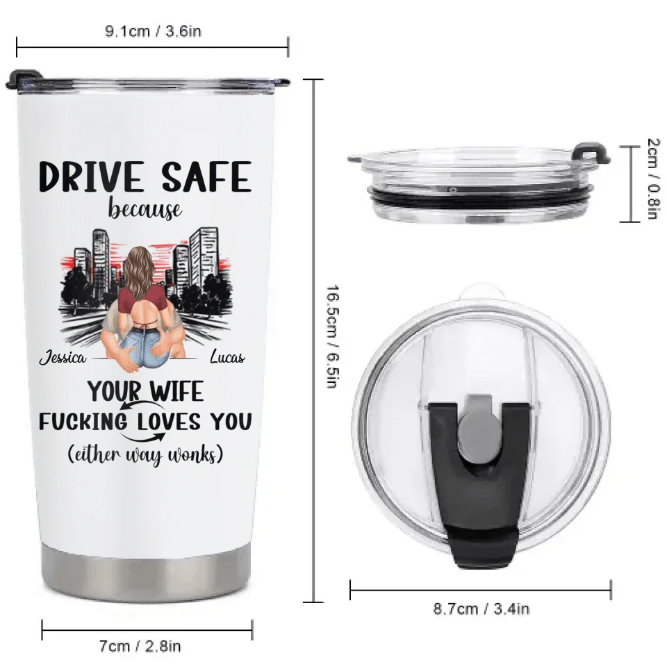 Customized Safe Driving Reminder Car Cup - Personalized Name and Character Safe Driving Themed Couple's Car Cup - A Gift For Husband,Boyfriend - Joliny